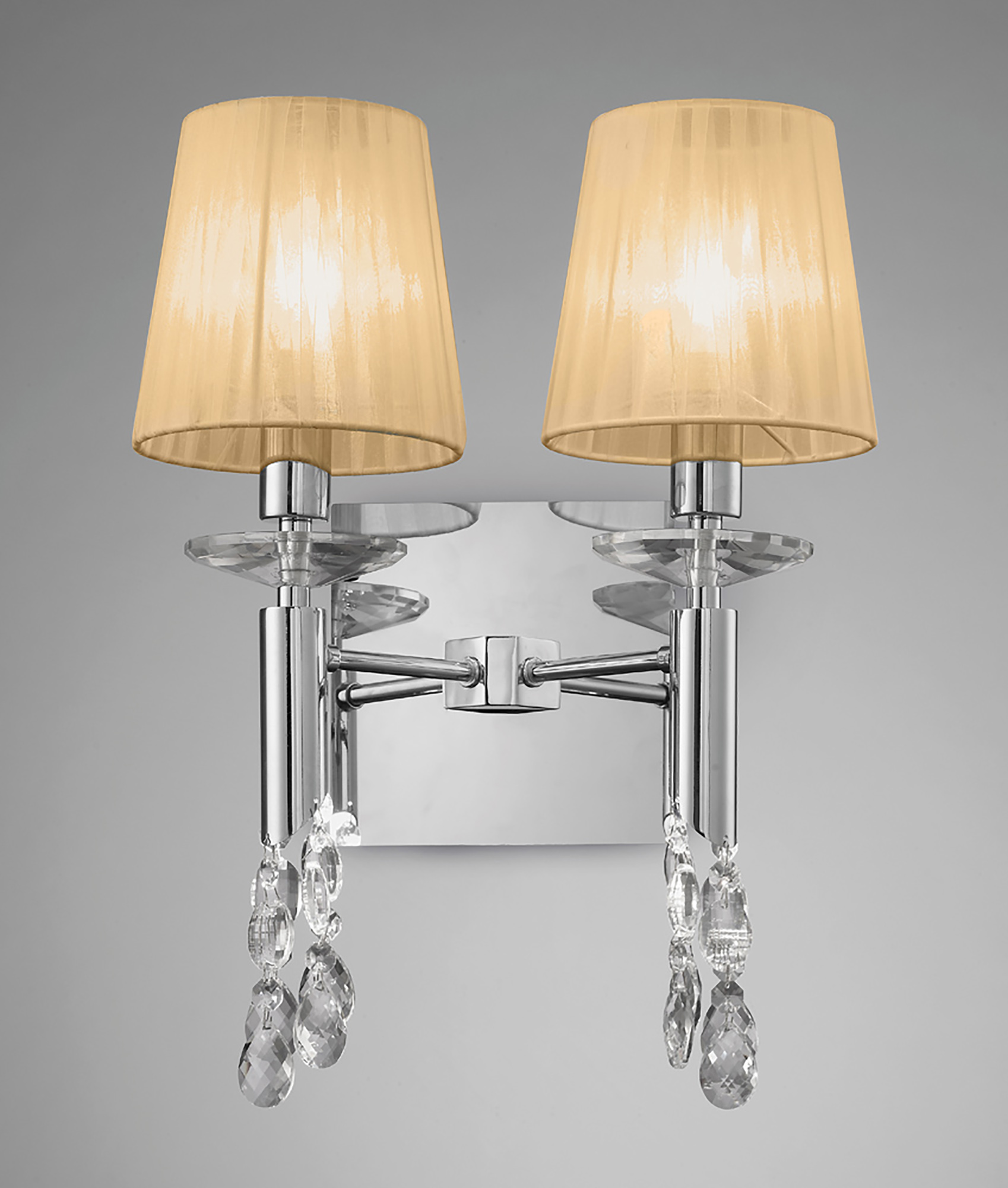 Tiffany Polished Chrome-Soft Bronze Crystal Wall Lights Mantra Shaded Wall Lights